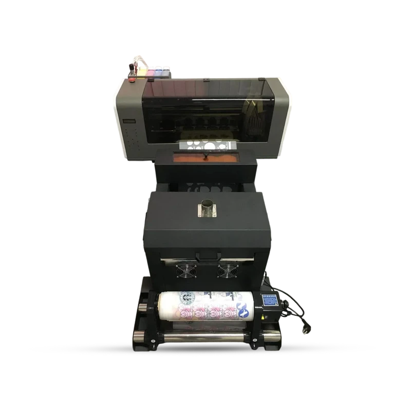 طابعة DTF ارت جت I1600 مقاس 30 سم مع مكينة مثبت البودرة، نظام طباعة حراري متكامل لإنتاج تصاميم الفينيل والفيلم بجودة احترافية.